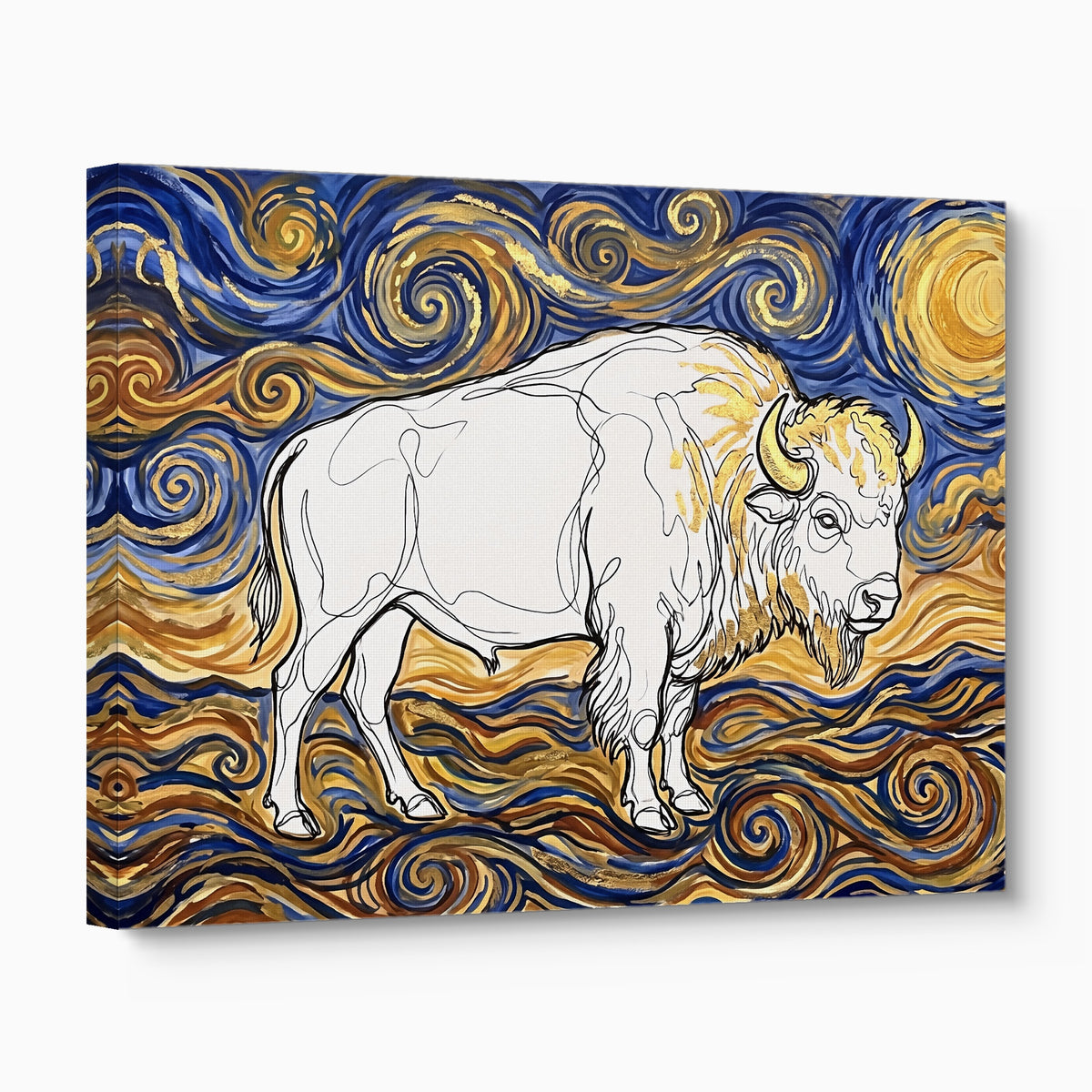 Bison Starry Night — bison starry night angled flush print
