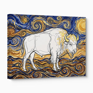Bison Starry Night — bison starry night angled flush print