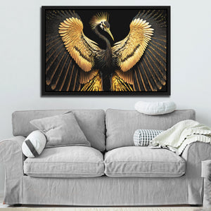 Black and Gold Crane - Luxury Wall Art