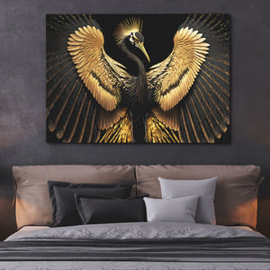 Black and Gold Crane - Luxury Wall Art