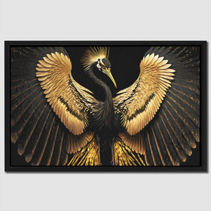 Black and Gold Crane - Luxury Wall Art