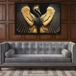 Black and Gold Crane - Luxury Wall Art