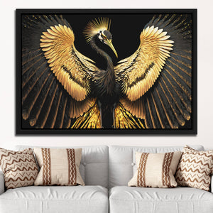 Black and Gold Crane - Luxury Wall Art