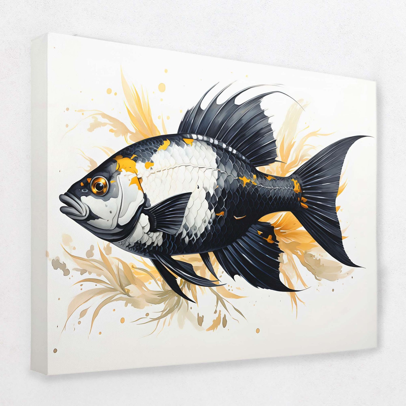 Black and Gold Fantasia - Black Gold and White Canvas Wall Art