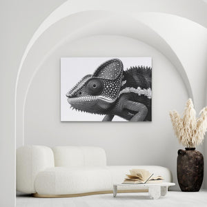 Black and White Chameleon - Luxury Wall Art