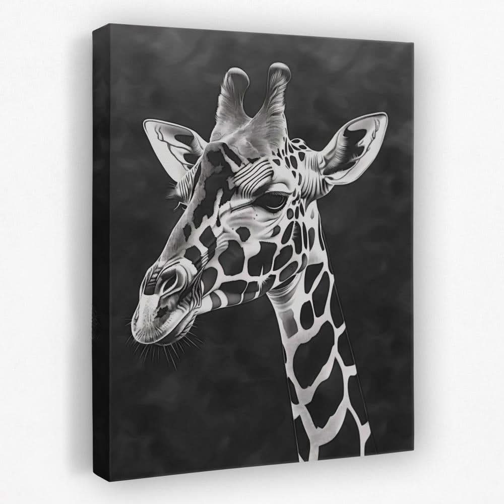 Black and White Giraffe - Africa Canvas Wall Art