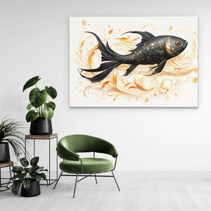 Black Beta Fish - Luxury Wall Art