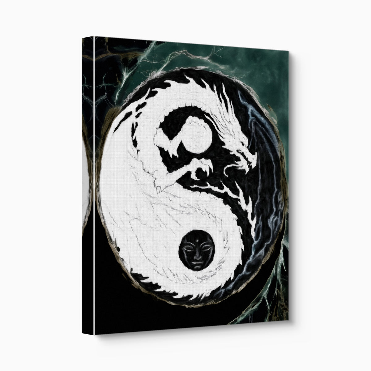 Black Dragon Yin Yang — black dragon yin yang angled flush print