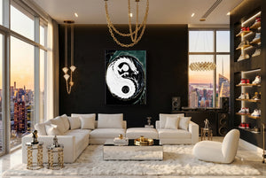 Black Dragon Yin Yang — black dragon yin yang modern living room interior 2 1port framed black