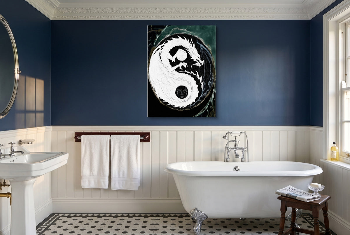 Black Dragon Yin Yang — black dragon yin yang small bathroom interior 2 1port flush print