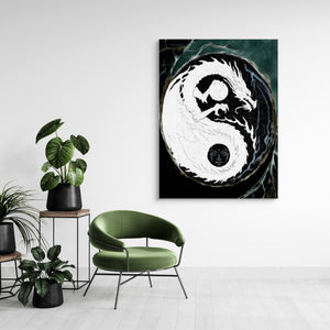 Black Dragon Yin Yang — black dragon yin yang sq green chairs 1port flush print