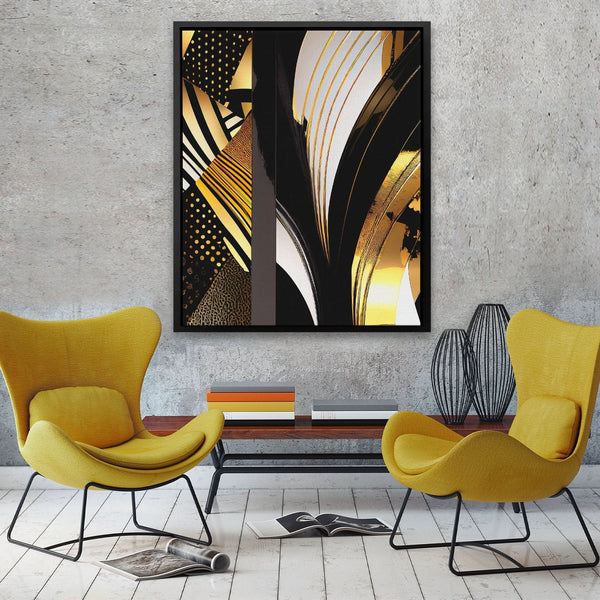 Black Gold Abstract V-1 in a room