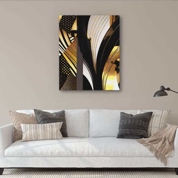 Black Gold Abstract V-1 in a room