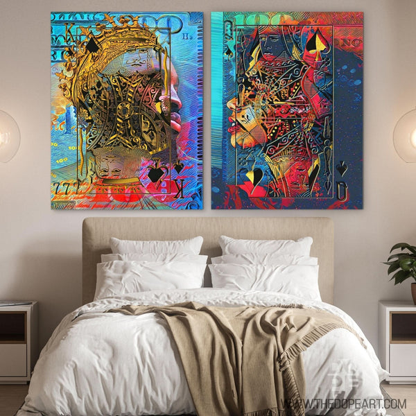 Black King and Queen of Spades in a room