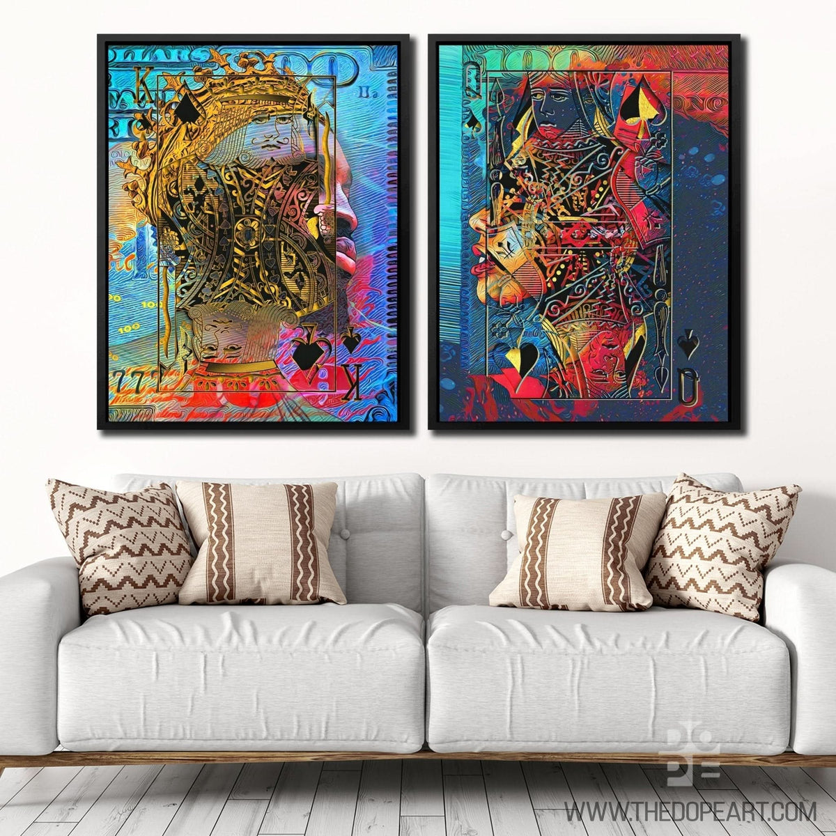 Black King and Queen of Spades - Large Maximalist Canvas Print
