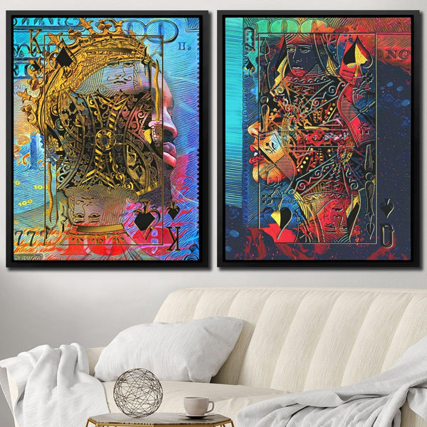 Black King and Queen of Spades in a room