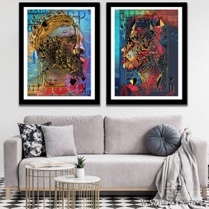 Black King and Queen of Spades Semi - Gloss Prints - Luxury Wall Art