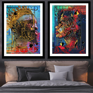 Black King and Queen of Spades Semi - Gloss Prints - Luxury Wall Art