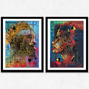 Black King and Queen of Spades Semi - Gloss Prints - Luxury Wall Art