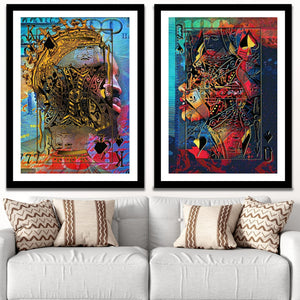 Black King and Queen of Spades Semi - Gloss Prints - Luxury Wall Art