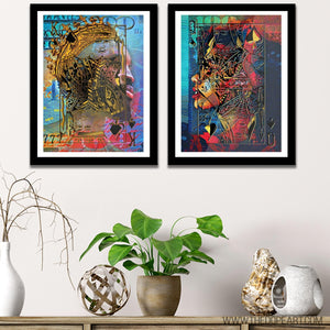 Black King and Queen of Spades Semi - Gloss Prints - Luxury Wall Art