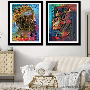 Black King and Queen of Spades Semi - Gloss Prints - Luxury Wall Art