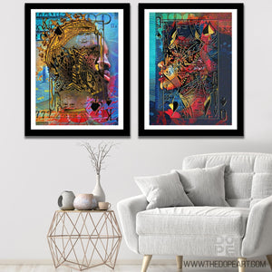 Black King and Queen of Spades Semi - Gloss Prints - Luxury Wall Art