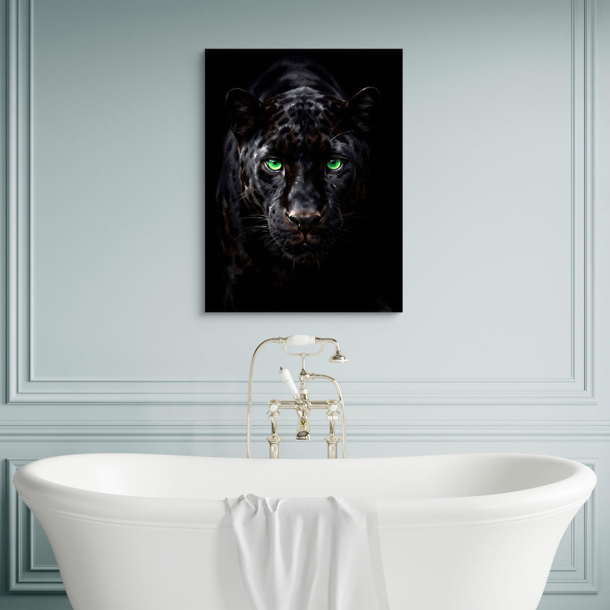 Black Panther Emerald Stare - Luxury Wall Art