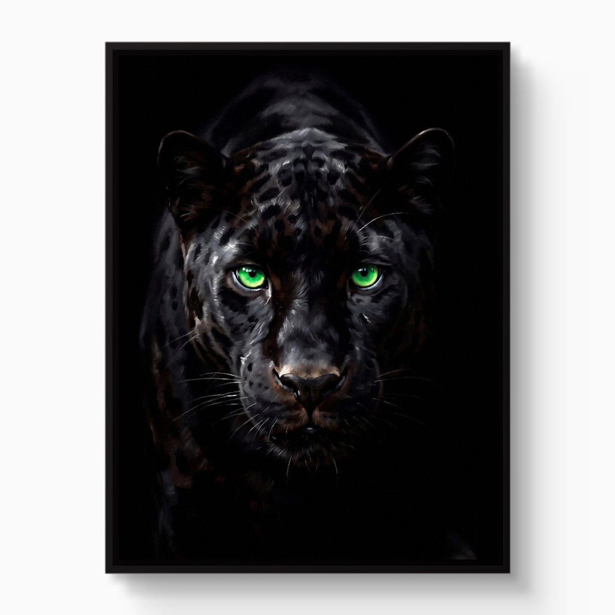 Black Panther Emerald Stare — black panther emerald stare white studio framed black