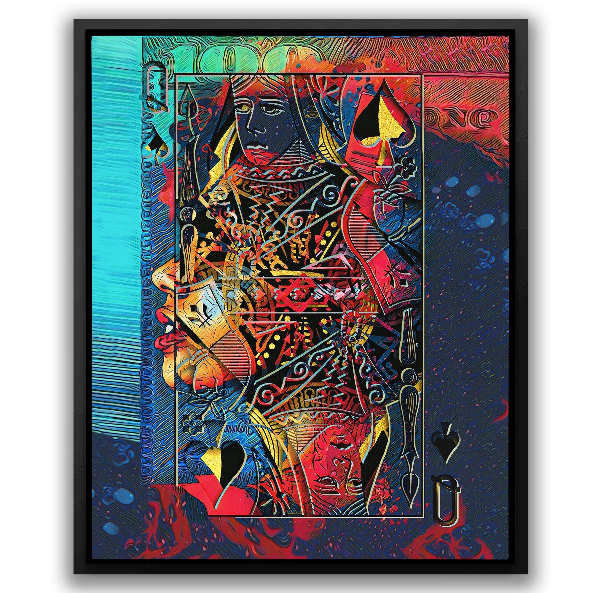 Black Queen of Spades Playing Card Wall Art - Luxury Wall Art