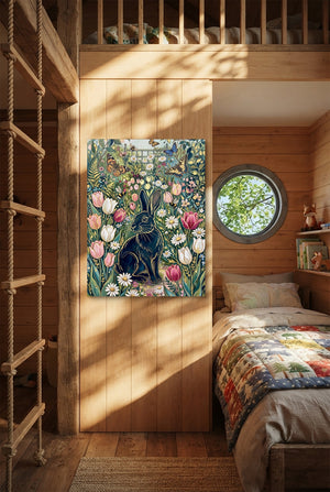 Black Rabbit Garden — black rabbit garden p bedroom with loft area 1port flush print