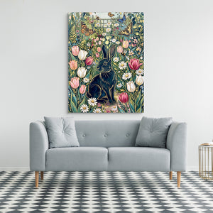 Black Rabbit Garden — black rabbit garden sq checkered floor 1port flush print