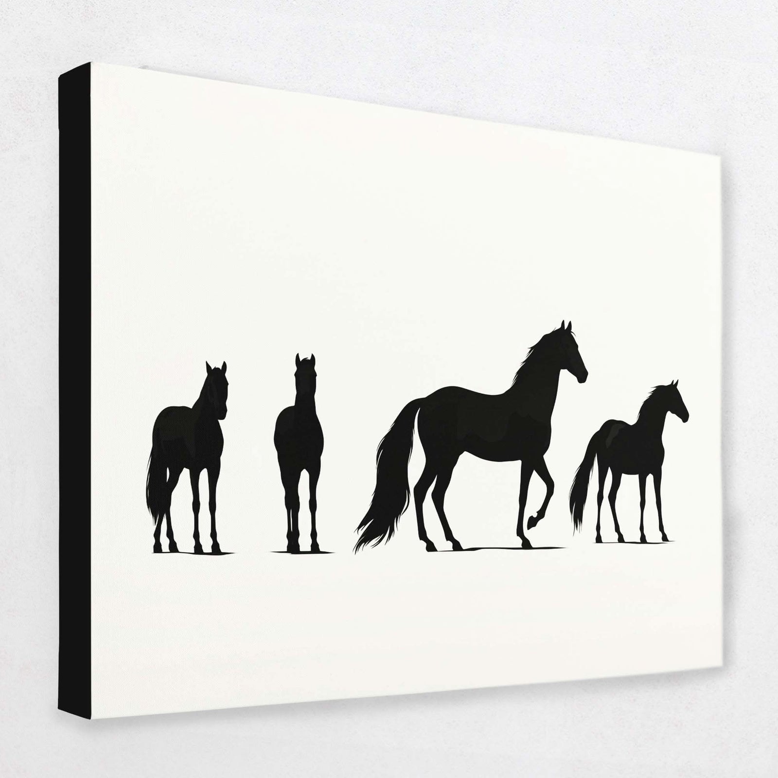 Black Stallions - Animals Canvas Wall Art