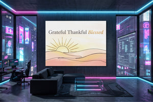 Blessed Desert Sunrise — blessed desert sunrise modern living room interior 1land flush print