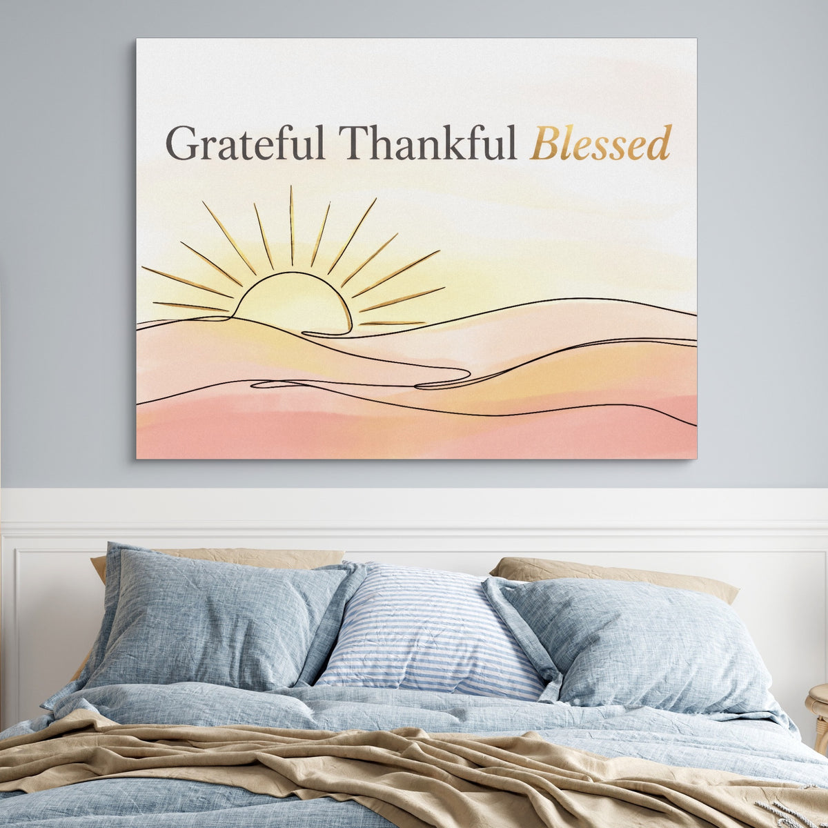 Blessed Desert Sunrise — blessed desert sunrise sq blue bedroom 1land flush print