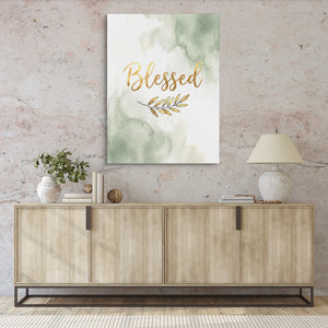 Blessed Golden Script — blessed golden script sq hallway granite wall 1port flush print