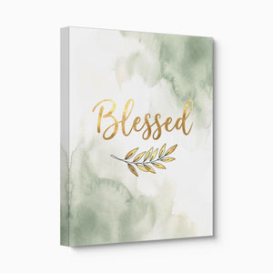 Blessed Golden Script — blessed golden script angled flush print