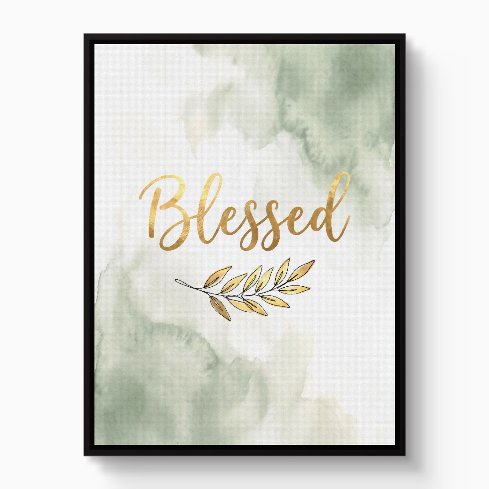 Blessed Golden Script — blessed golden script white studio framed black