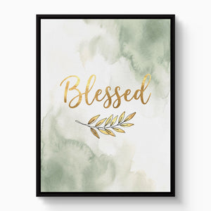 Blessed Golden Script — blessed golden script white studio framed black