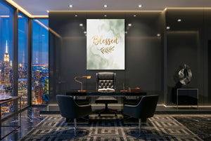 Blessed Golden Script — blessed golden script office with city view 3 1port flush print