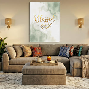 Blessed Golden Script — blessed golden script sq az livingroom 1port flush print