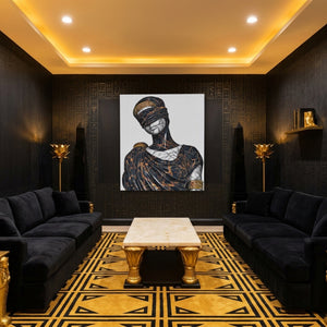 Blindfolded Goddess Gold - Luxury Wall Art