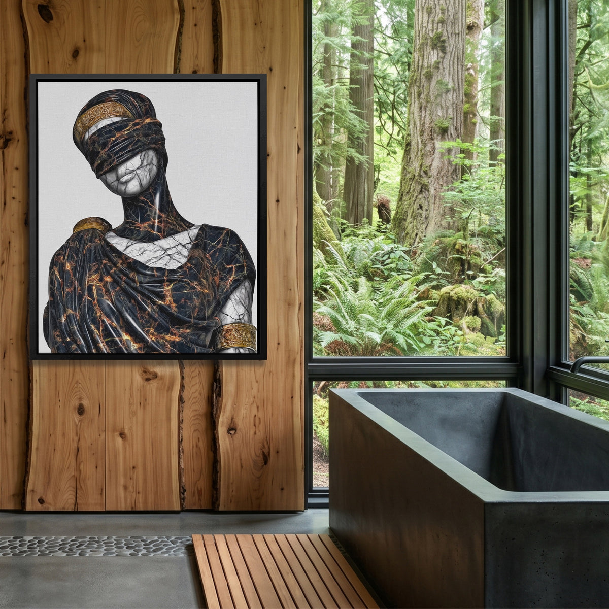 Blindfolded Goddess Gold — Blindfolded Goddess Gold Outdoor Bathroom Log Port 167