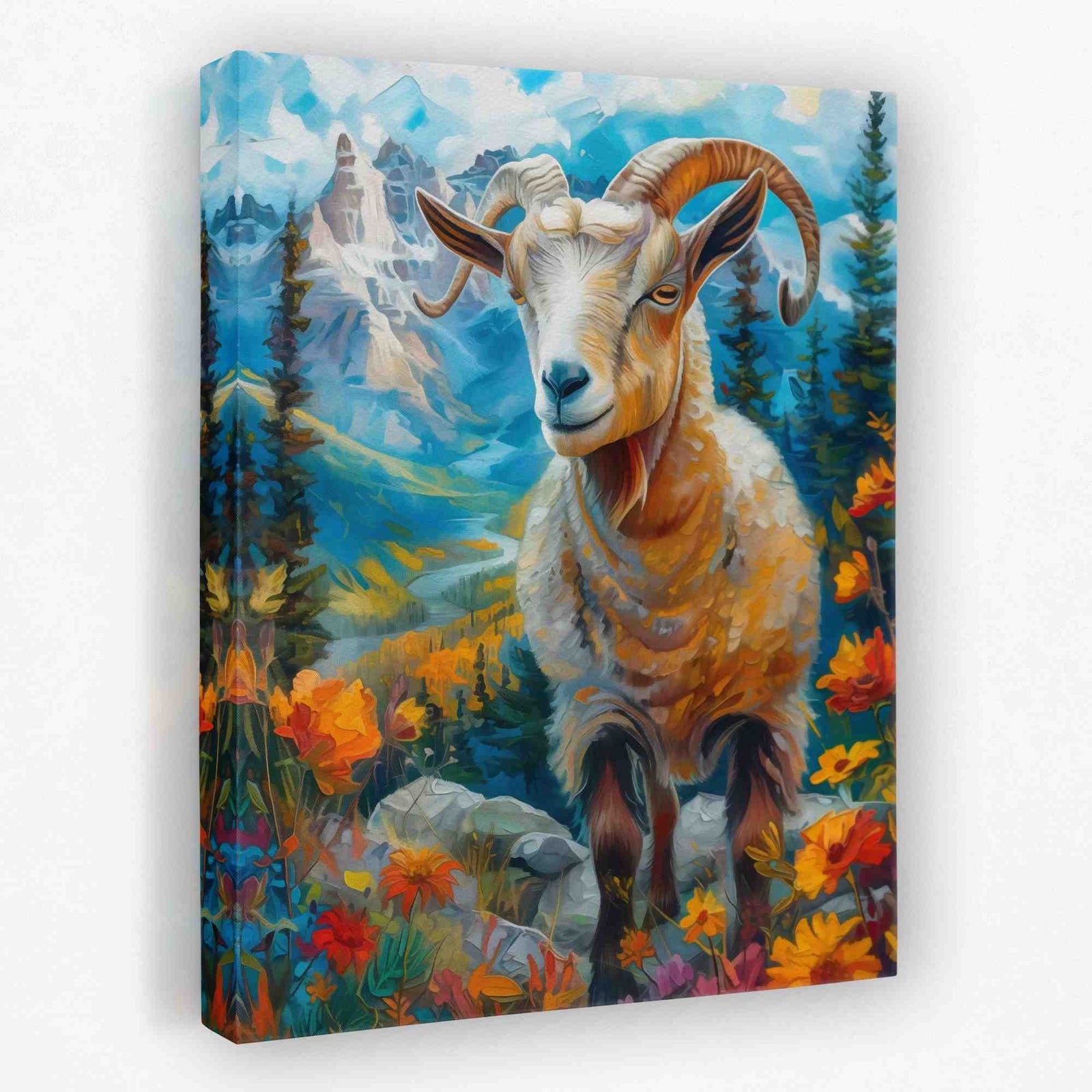 Blissful Goat - Animals Canvas Wall Art