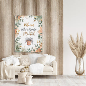 Bloom Where Planted — bloom where planted sq beige art room 1port flush print