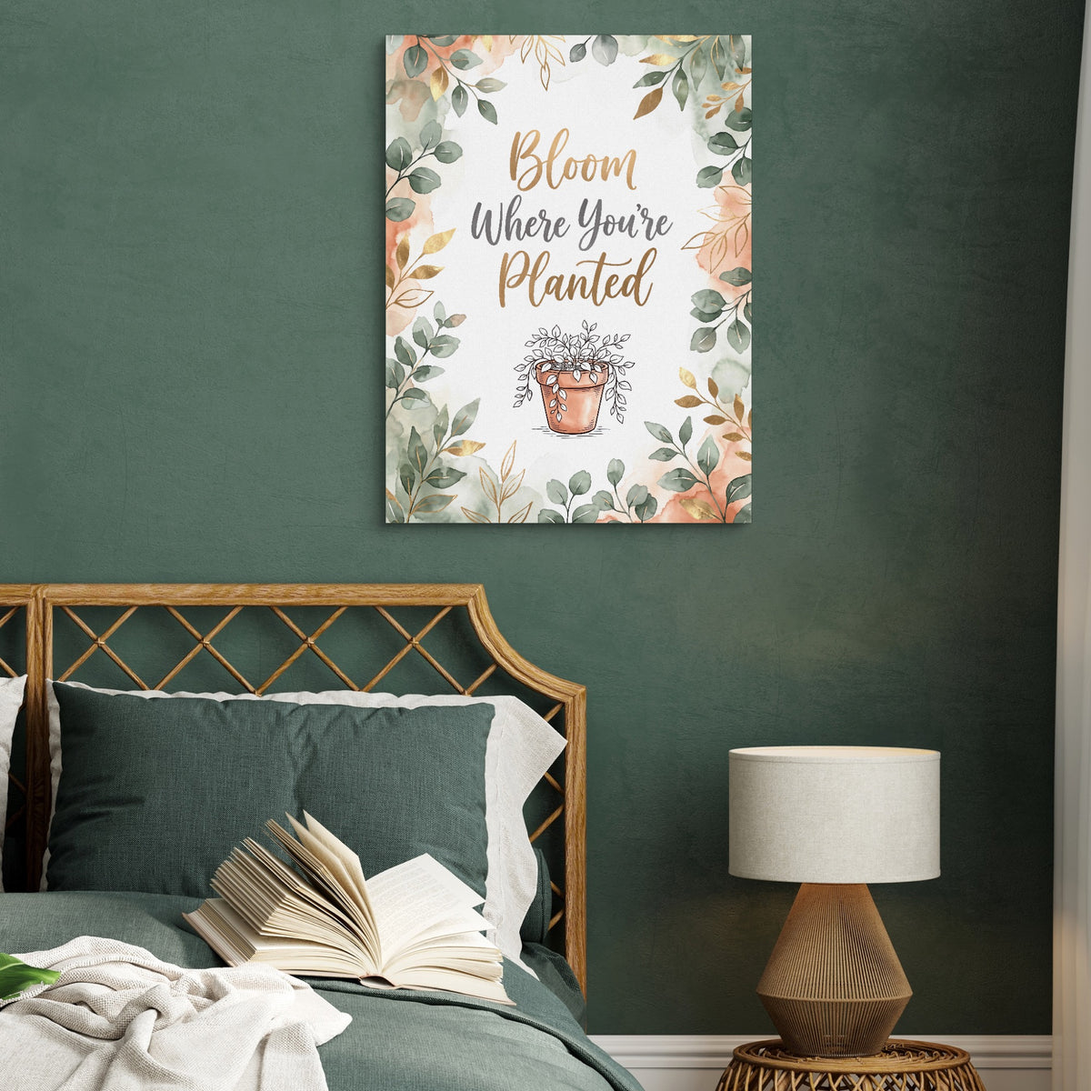 Bloom Where Planted — bloom where planted sq green bed 1port flush print