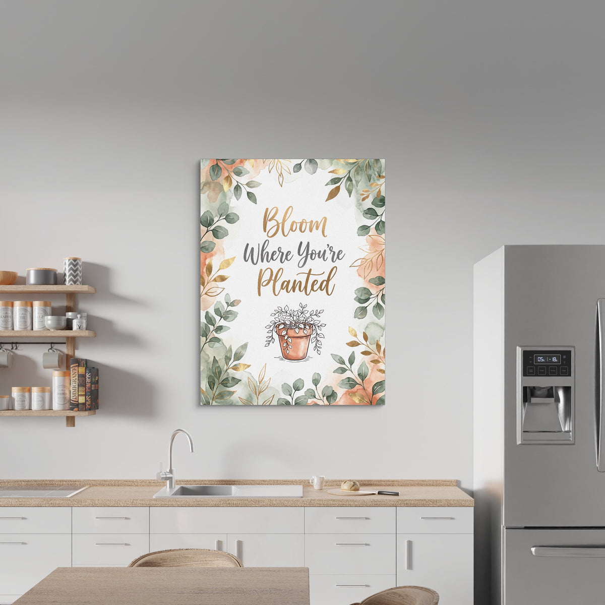 Bloom Where Planted — bloom where planted sq kitchen wall 1port flush print