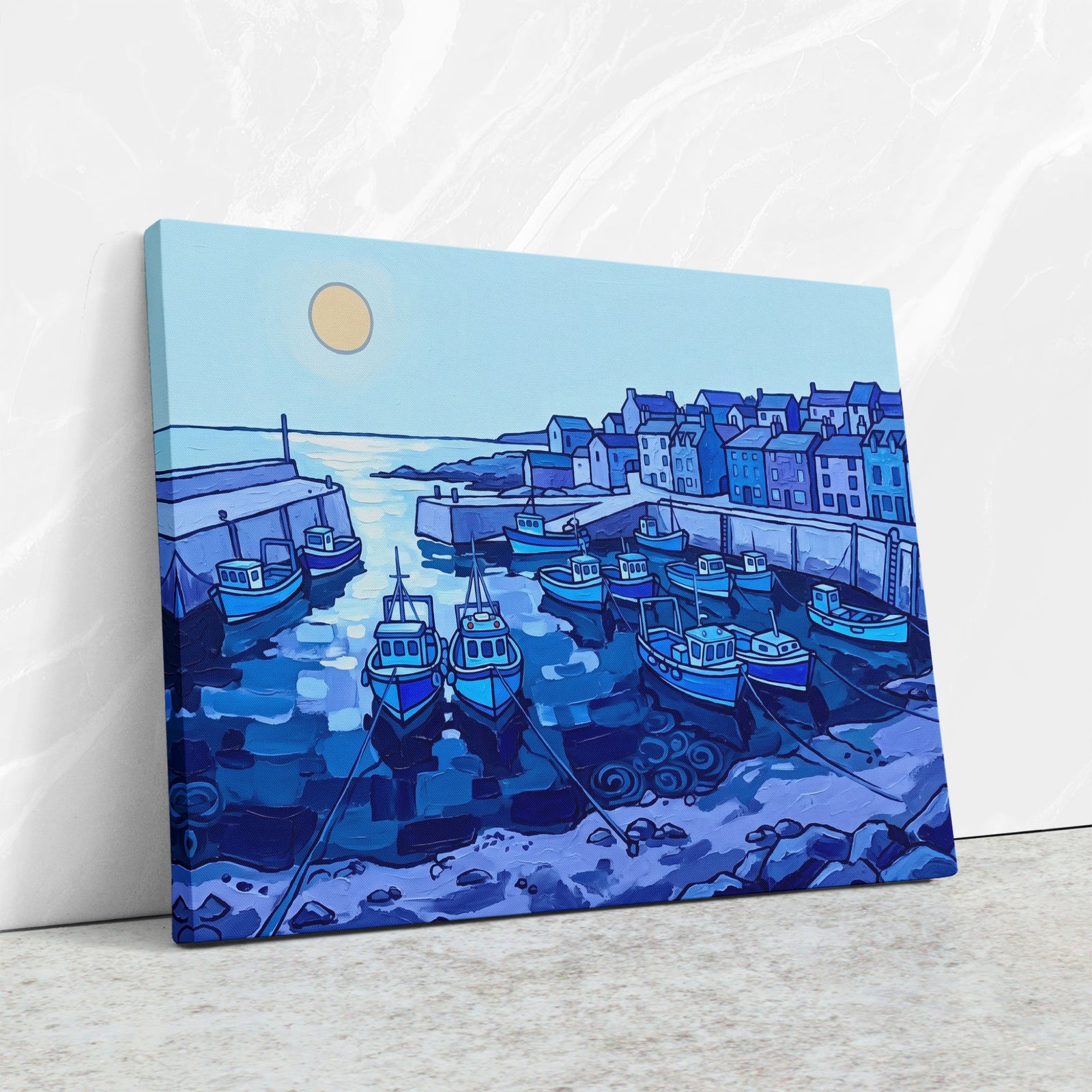 Blue Boats Harbor — Blue Boats Harbor Close Up Landscape 54
