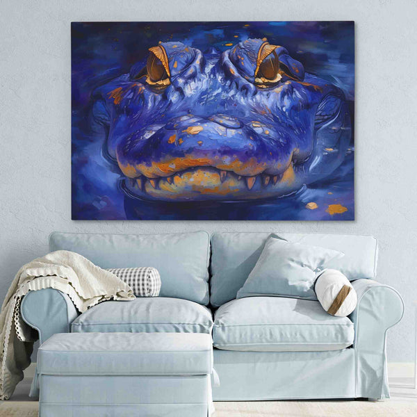 Blue Crocodile in a room