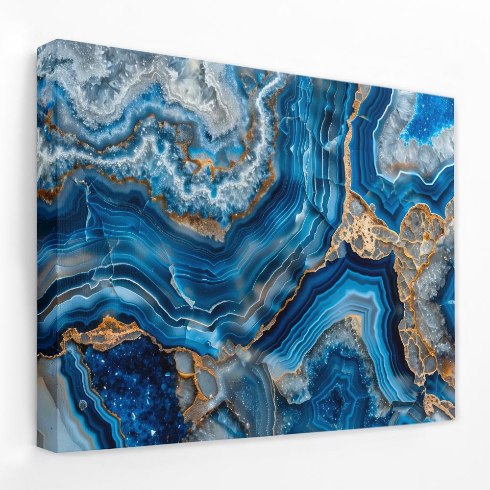 Blue Crystals with Gold - Luxury Wall Art